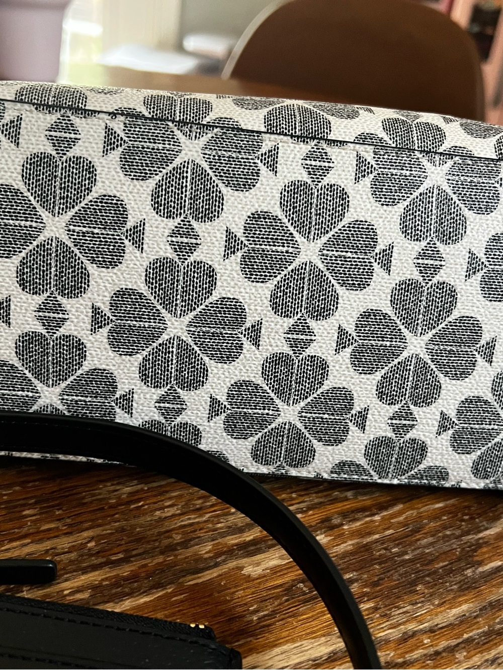 kate spade Black & White small Floral Tote with Black Card Wallet - Picture 3 of 5